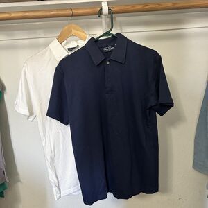 Chung Shing Men's Polo Shirts (2) S one Blue & on White Vintage 1/4 Button Down